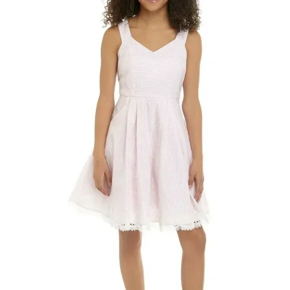 Rare editions Easter Spring Dress Pink White Size 7 - Picture 1 of 11
